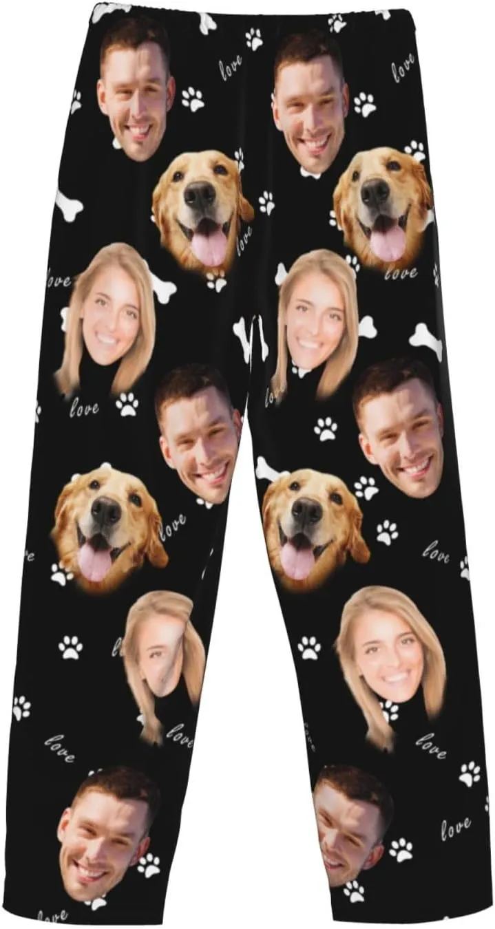 Custom Pajama Pants for Woman Men Face Personalized Pants Sleepwear Bottoms Christmas Valentine's Day Pajama Gifts