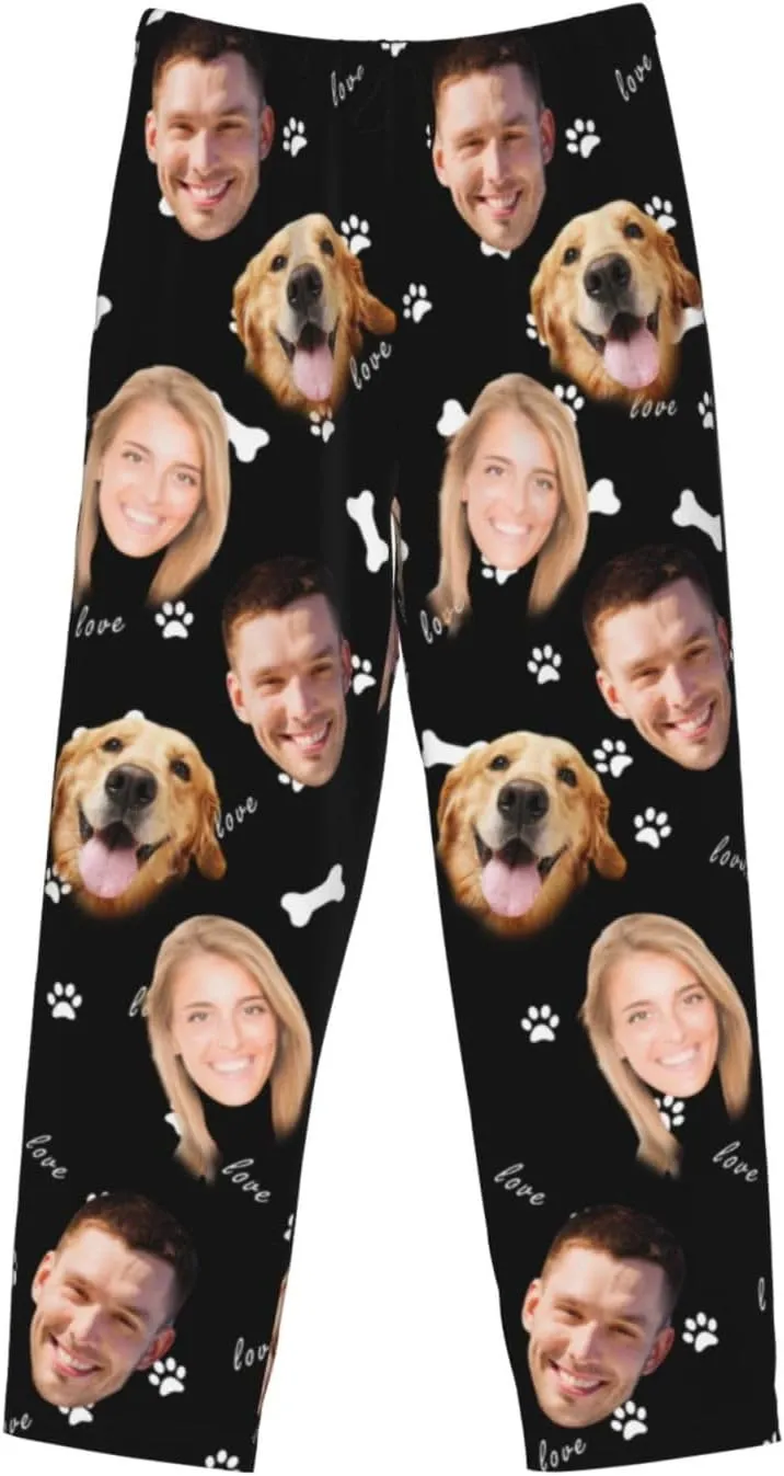 Custom Pajama Pants for Woman Men Face Personalized Pants Sleepwear Bottoms Christmas Valentine's Day Pajama Gifts