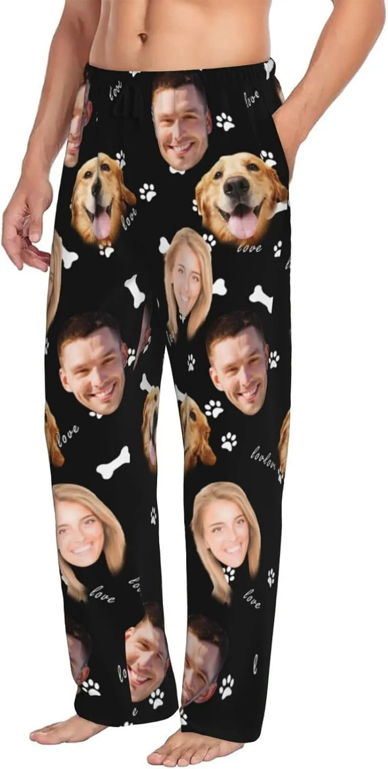 Custom Pajama Pants for Woman Men Face Personalized Pants Sleepwear Bottoms Christmas Valentine's Day Pajama Gifts