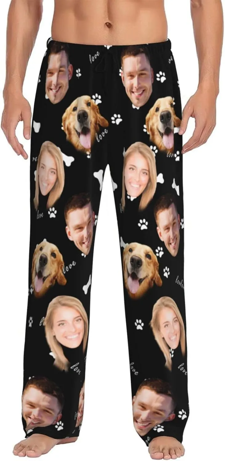 Custom Pajama Pants for Woman Men Face Personalized Pants Sleepwear Bottoms Christmas Valentine's Day Pajama Gifts