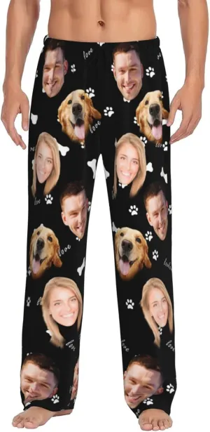 Custom Pajama Pants for Woman Men Face Personalized Pants Sleepwear Bottoms Christmas Valentine's Day Pajama Gifts