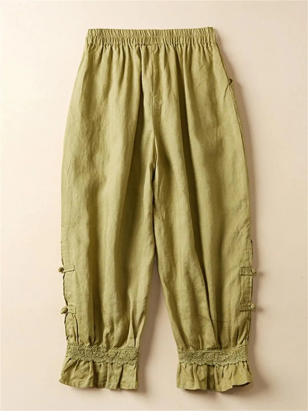 Dndrdhfb Women's Cotton Bloomers High Waist Thin Harem Pants Casual Ankle Length Wide Leg Pants