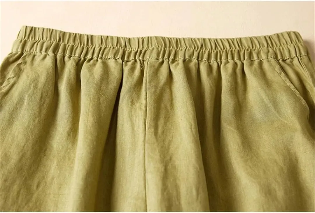 Dndrdhfb Women's Cotton Bloomers High Waist Thin Harem Pants Casual Ankle Length Wide Leg Pants
