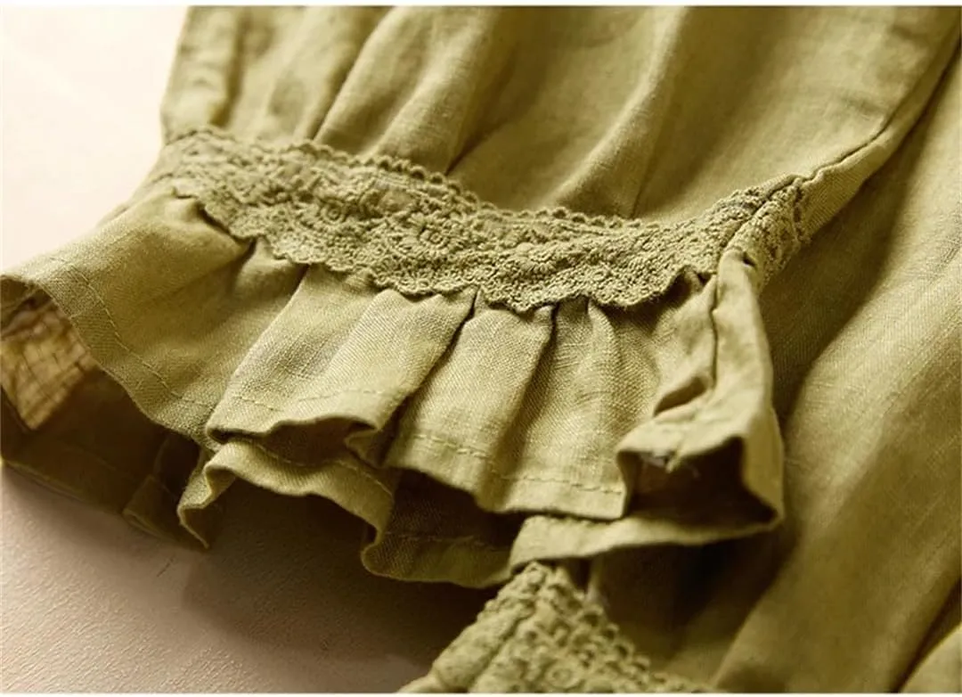 Dndrdhfb Women's Cotton Bloomers High Waist Thin Harem Pants Casual Ankle Length Wide Leg Pants