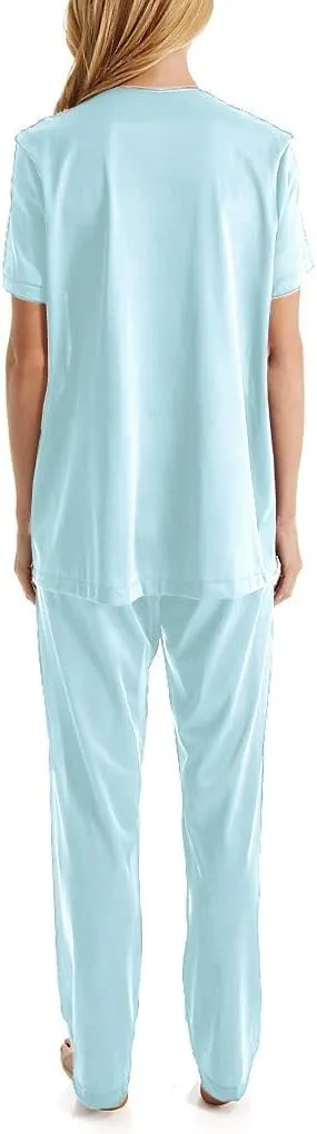 Exquisite Form Women's Plus Size 90807 Nylon Tricot Short Sleeve Matching Pajama Set