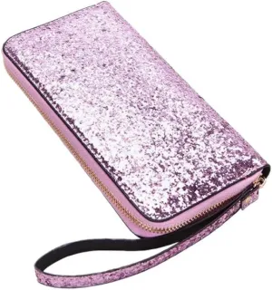 FuSi Sequined Wallet Casual 2-Fold Long Coin Purse for Gift (Purple)