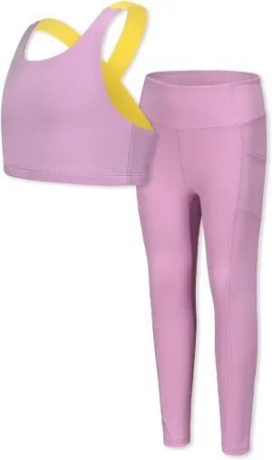 Girls Yoga Leggings Girls Athletic Leggings Training Bras Set Kids Gym Crop Tank Top Activewear Set for 5-13Years