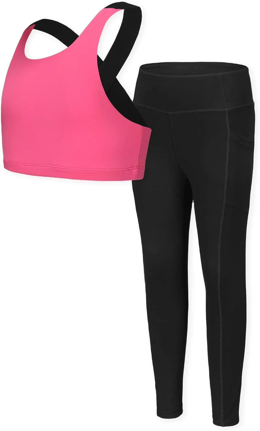 Girls Yoga Leggings Girls Athletic Leggings Training Bras Set Kids Gym Crop Tank Top Activewear Set for 5-13Years