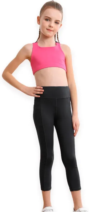 Girls Yoga Leggings Girls Athletic Leggings Training Bras Set Kids Gym Crop Tank Top Activewear Set for 5-13Years