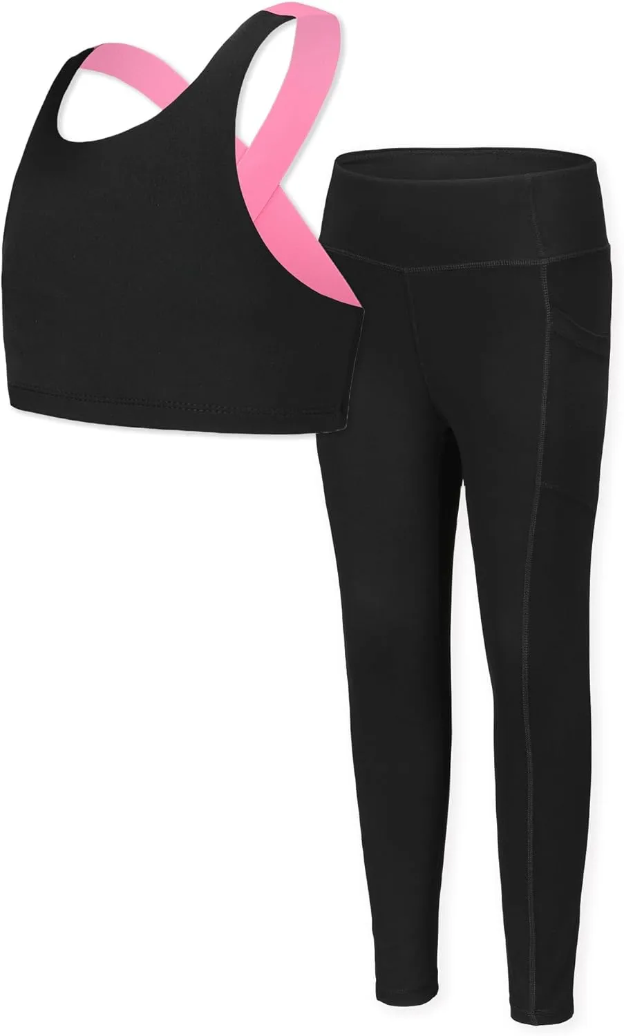 Girls Yoga Leggings Girls Athletic Leggings Training Bras Set Kids Gym Crop Tank Top Activewear Set for 5-13Years