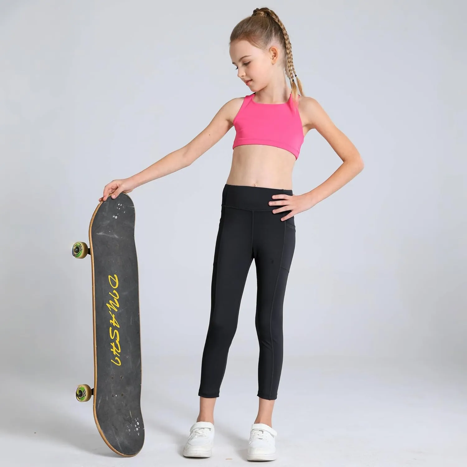 Girls Yoga Leggings Girls Athletic Leggings Training Bras Set Kids Gym Crop Tank Top Activewear Set for 5-13Years
