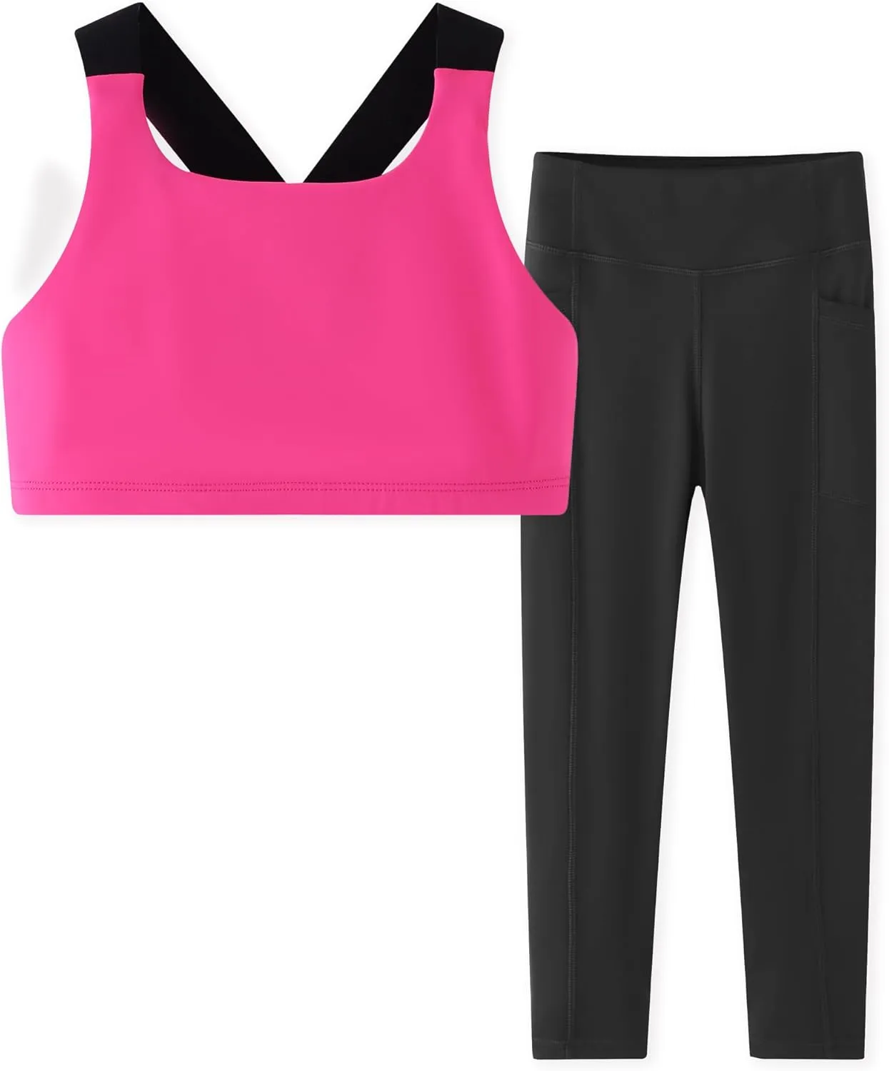 Girls Yoga Leggings Girls Athletic Leggings Training Bras Set Kids Gym Crop Tank Top Activewear Set for 5-13Years