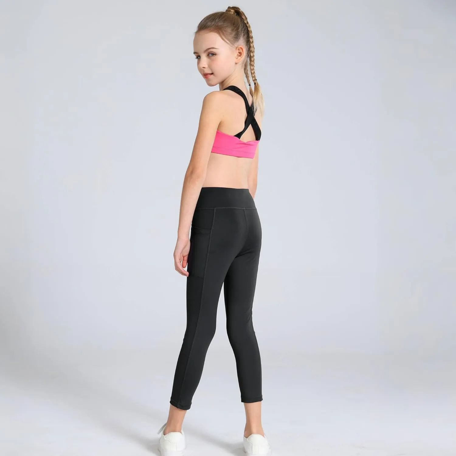 Girls Yoga Leggings Girls Athletic Leggings Training Bras Set Kids Gym Crop Tank Top Activewear Set for 5-13Years