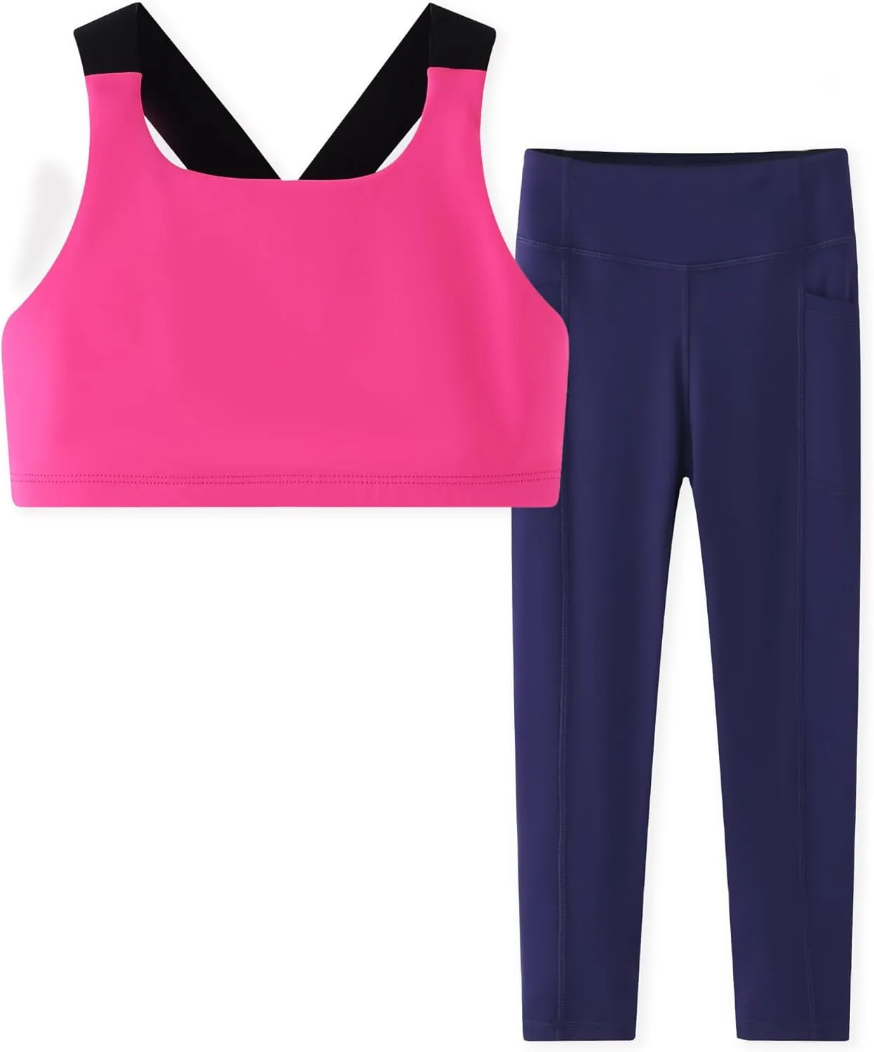 Girls Yoga Leggings Girls Athletic Leggings Training Bras Set Kids Gym Crop Tank Top Activewear Set for 5-13Years
