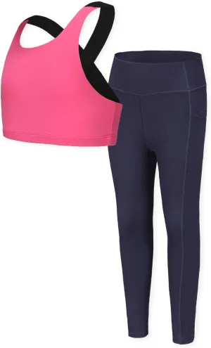 Girls Yoga Leggings Girls Athletic Leggings Training Bras Set Kids Gym Crop Tank Top Activewear Set for 5-13Years