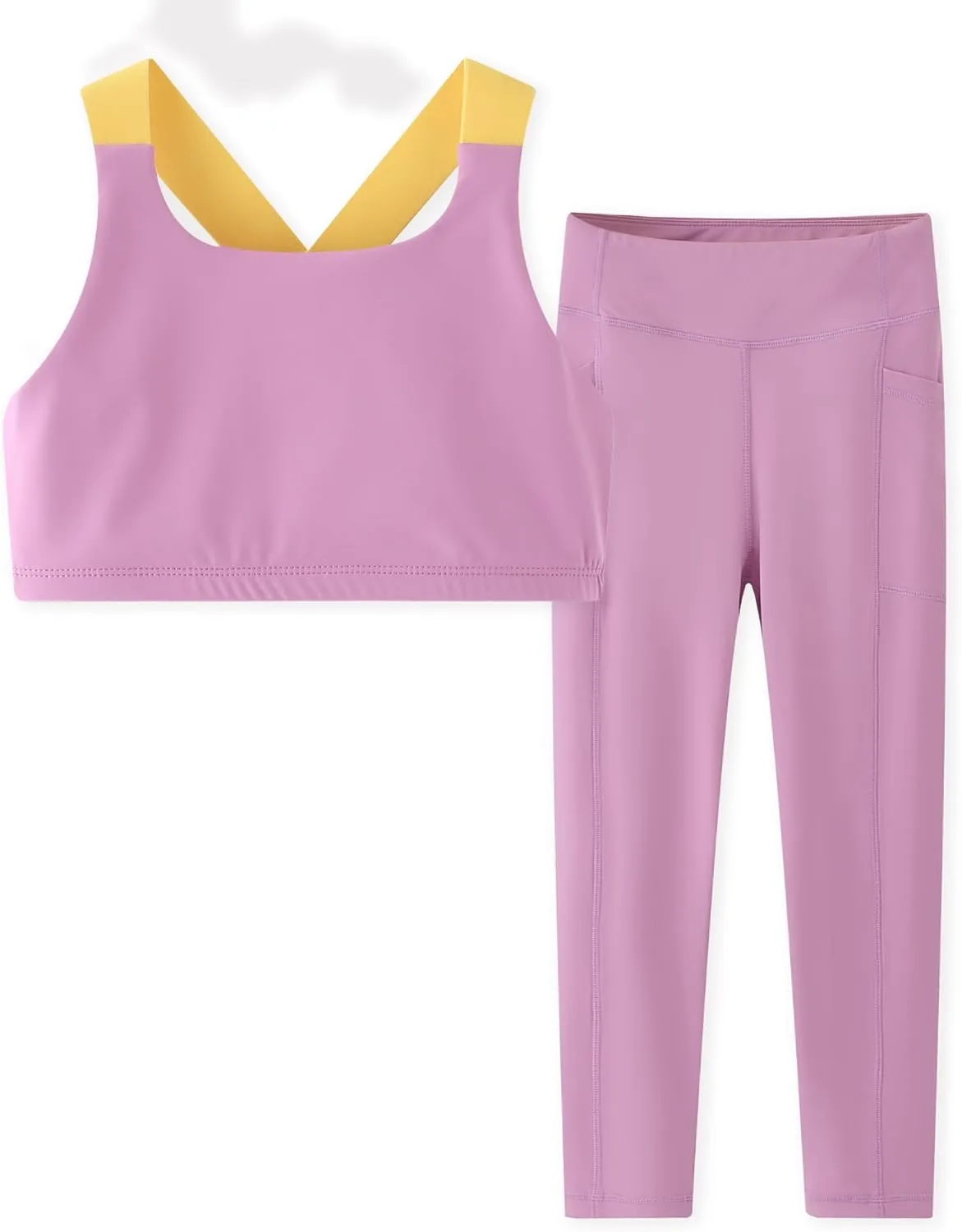Girls Yoga Leggings Girls Athletic Leggings Training Bras Set Kids Gym Crop Tank Top Activewear Set for 5-13Years