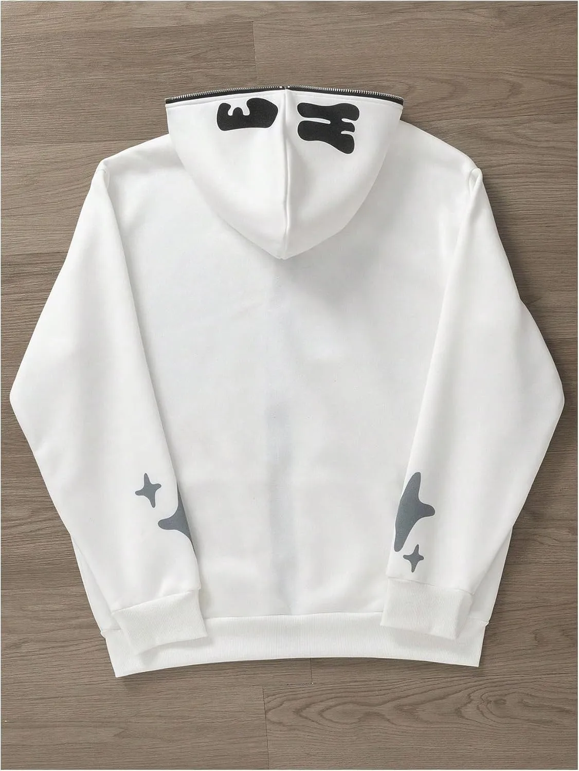 GORGLITTER Men's Full Zip Y2K Hoodie Graphic Lettter Print Long Sleeve Fashion Jacket Hooded Sweatshirt