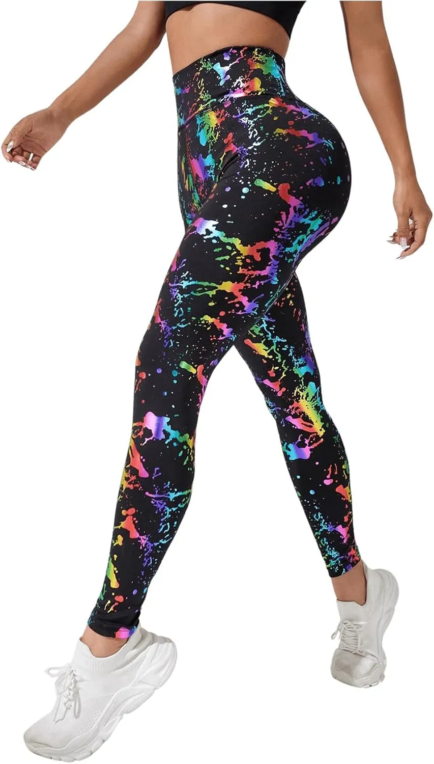 GORGLITTER Women's Neon Reflective Legging High Waisted Y2K Rave Festival Skinny Pants