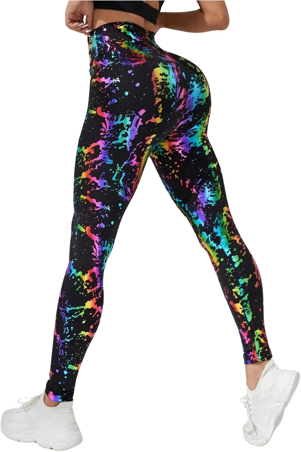 GORGLITTER Women's Neon Reflective Legging High Waisted Y2K Rave Festival Skinny Pants