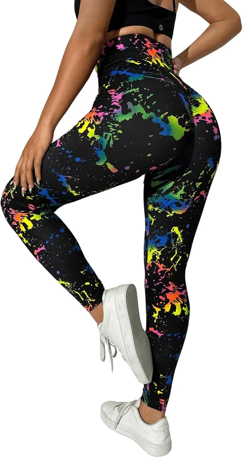 GORGLITTER Women's Neon Reflective Legging High Waisted Y2K Rave Festival Skinny Pants