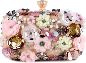 Handbags Women Flower Clutch Evening Bags Wedding Purses Bridal Handbags Party Dinner Bag Rhinestones Handmade Purse