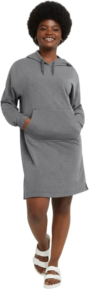 Hanes Women's Originals Soft Brushed Hoodie Dress, Fleece Hooded Dress with Kanga Pocket, Plus Size Available