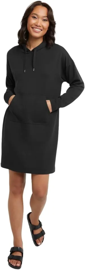 Hanes Women's Originals Soft Brushed Hoodie Dress, Fleece Hooded Dress with Kanga Pocket, Plus Size Available
