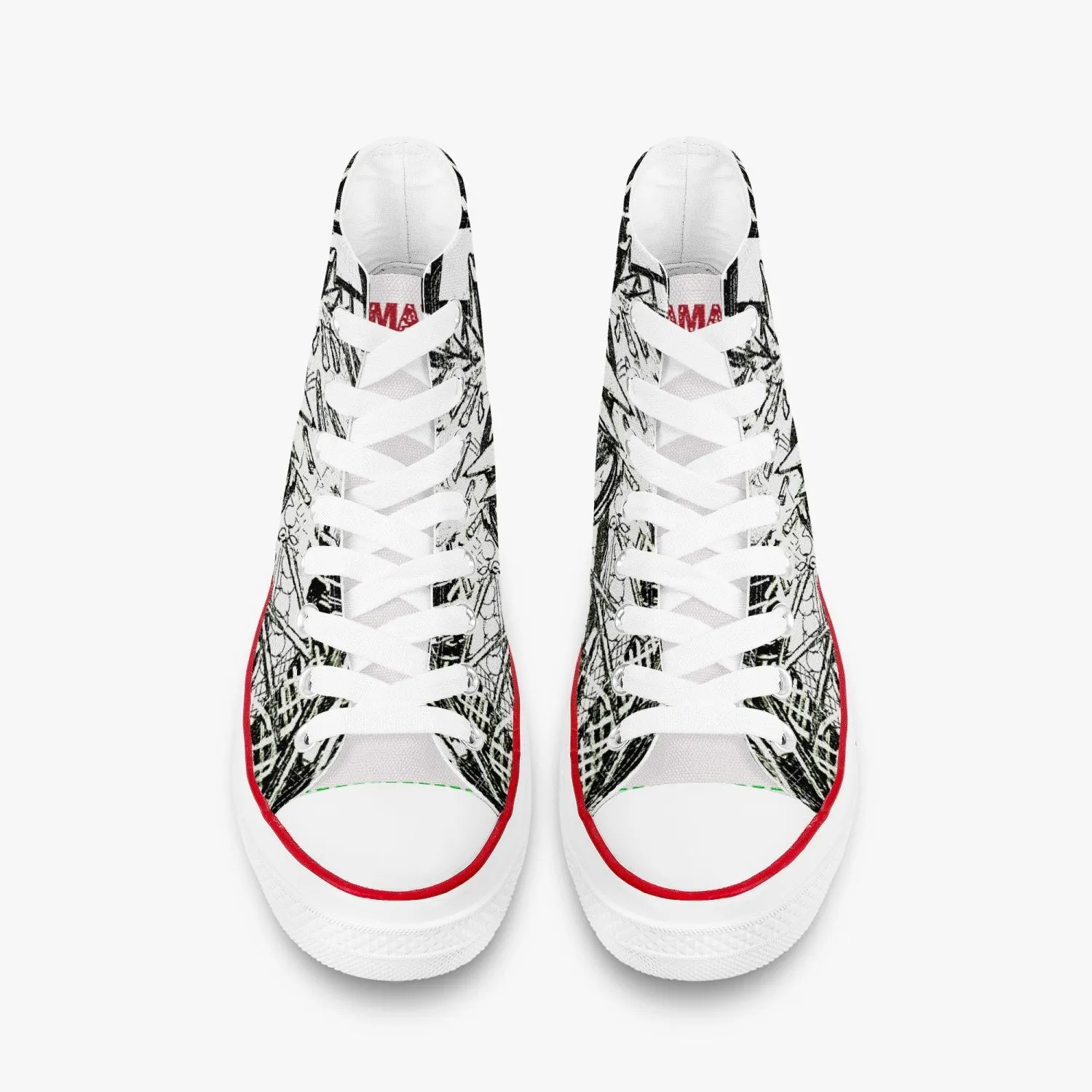 High-Top Canvas Shoes -Black Drawing II