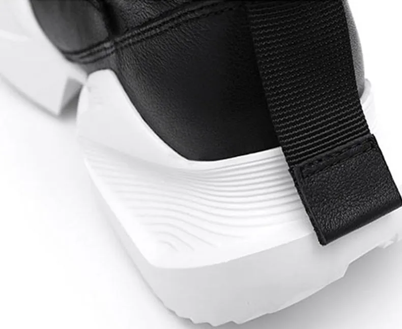 Hip Hop Leather Plain Chunky Sneakers