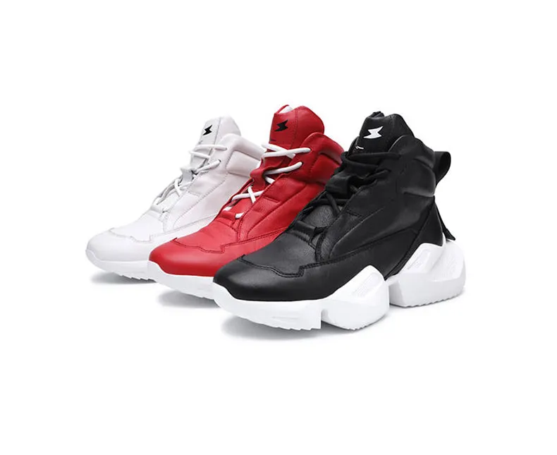 Hip Hop Leather Plain Chunky Sneakers