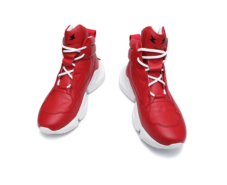 Hip Hop Leather Plain Chunky Sneakers