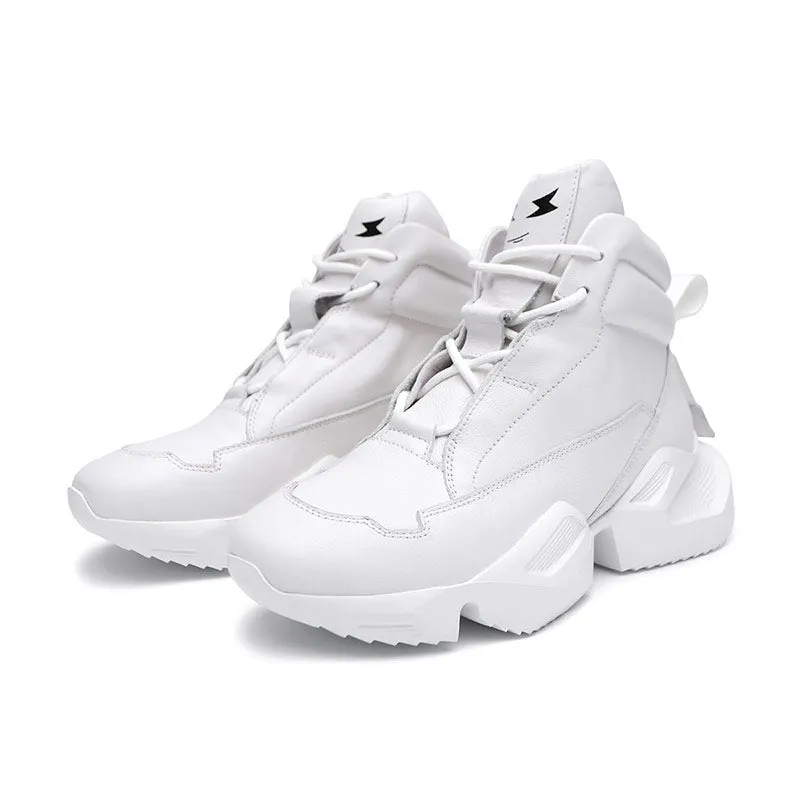 Hip Hop Leather Plain Chunky Sneakers