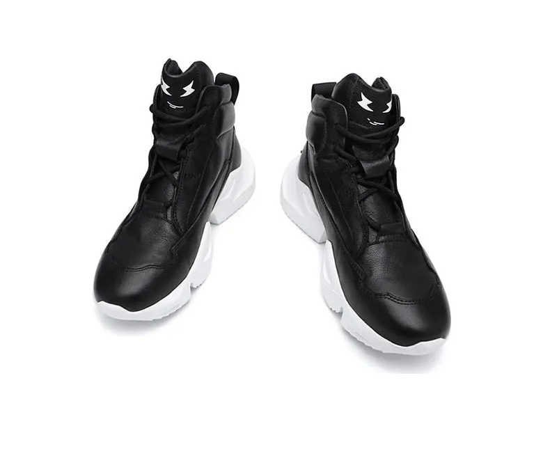 Hip Hop Leather Plain Chunky Sneakers