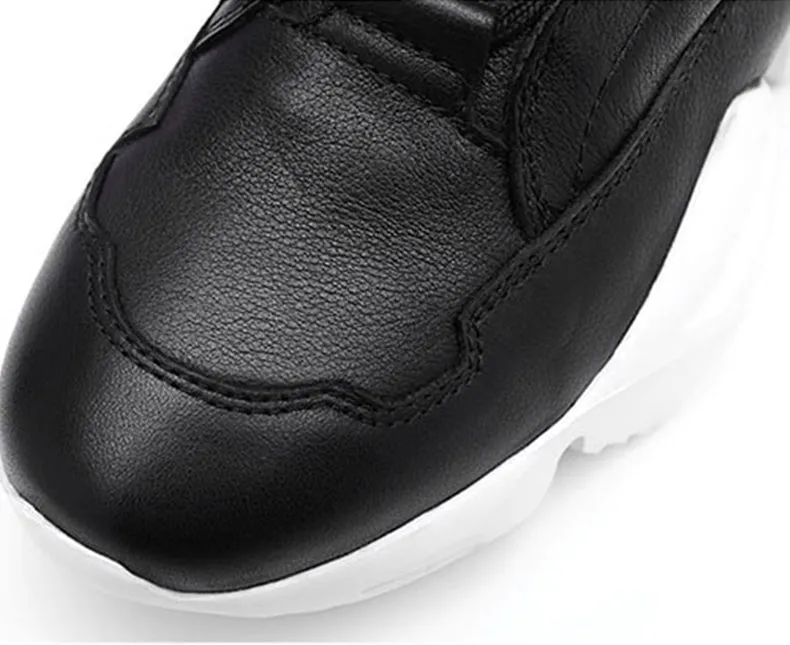 Hip Hop Leather Plain Chunky Sneakers