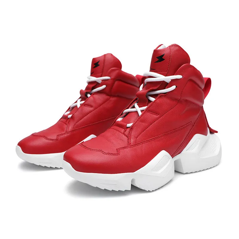 Hip Hop Leather Plain Chunky Sneakers