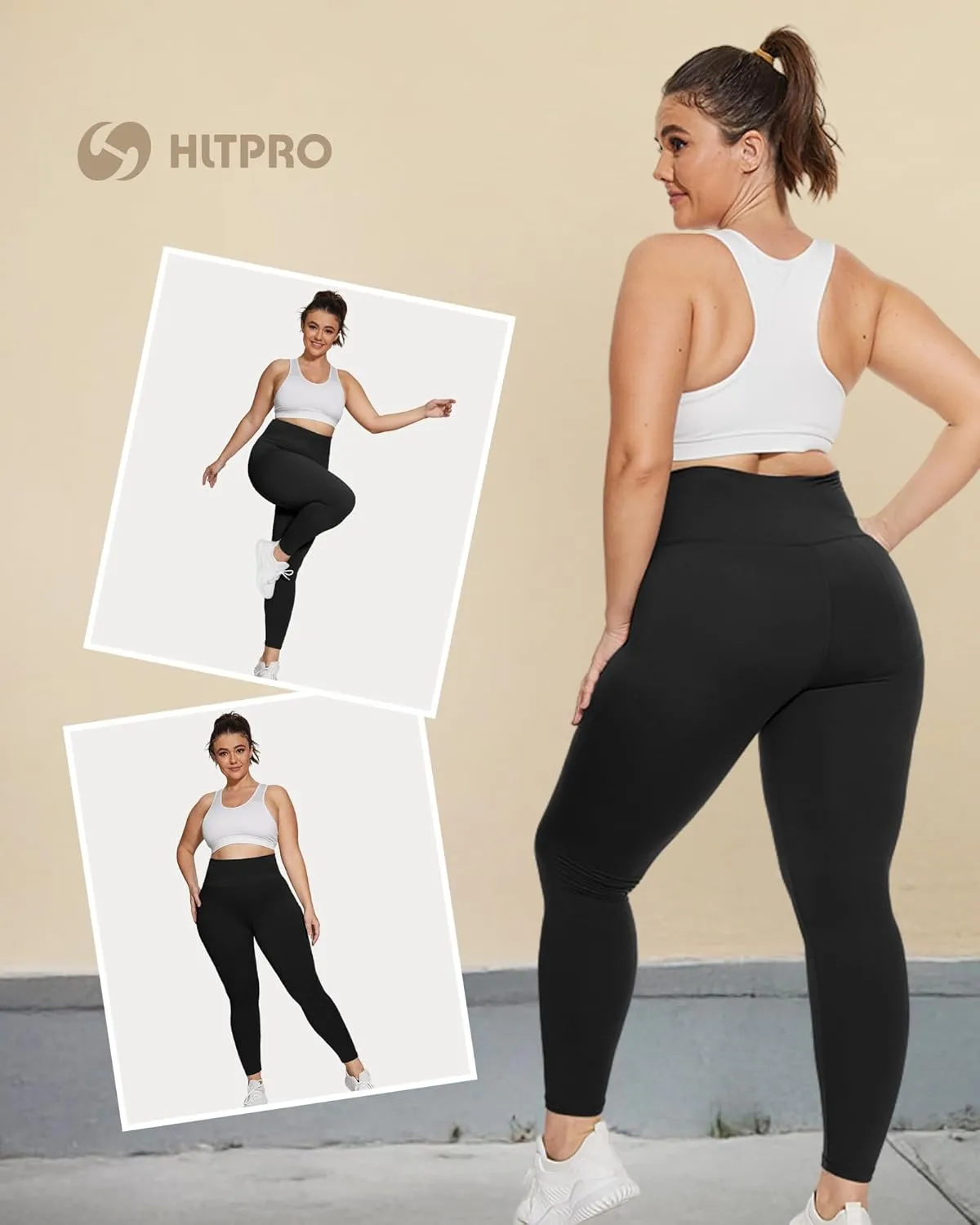 HLTPRO 3 Pack Plus Size Leggings for Women(X-Large - 4X)- High Waist Stretchy Soft Pants for Workout Running Yoga