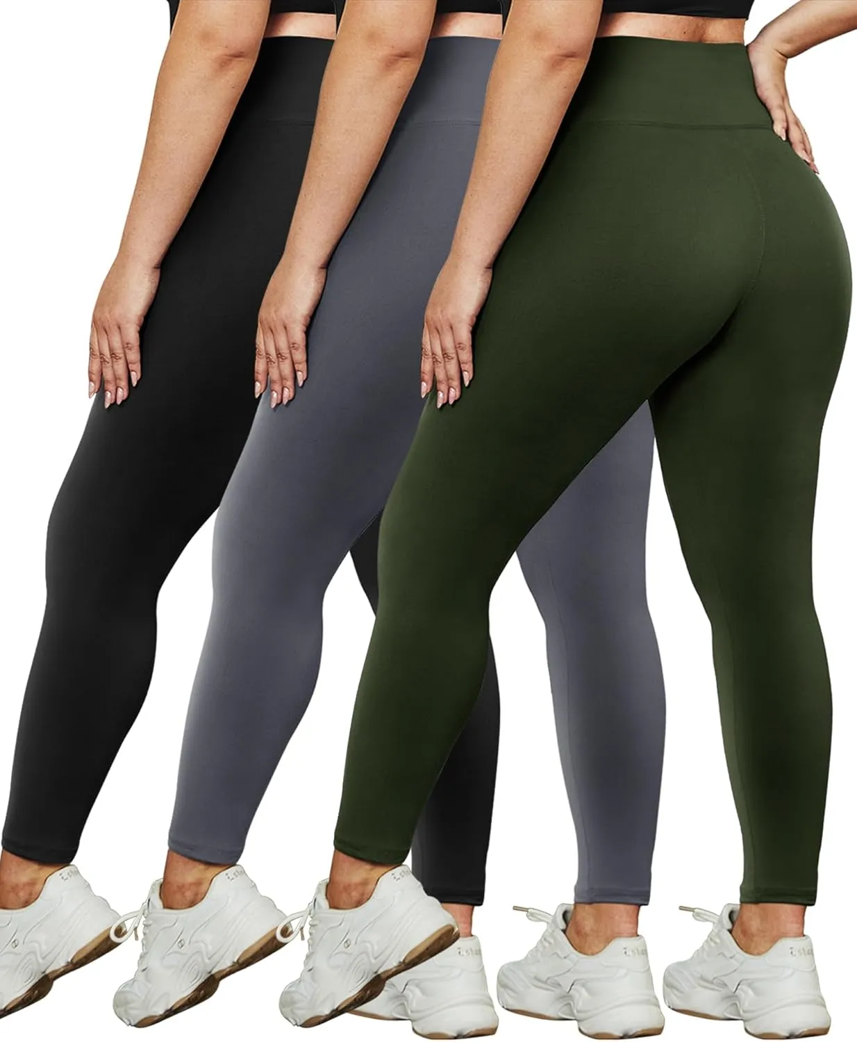 HLTPRO 3 Pack Plus Size Leggings for Women(X-Large - 4X)- High Waist Stretchy Soft Pants for Workout Running Yoga
