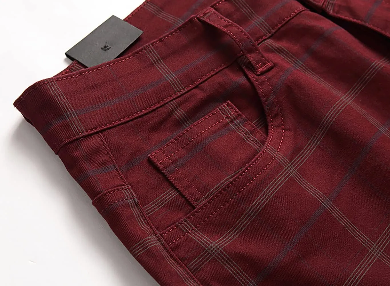 IDEALSANXUN Plaid Pants for Men Dress Chino Stright Leg Casual Skinny Pants