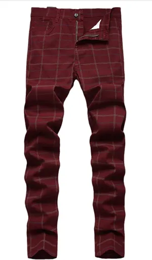IDEALSANXUN Plaid Pants for Men Dress Chino Stright Leg Casual Skinny Pants