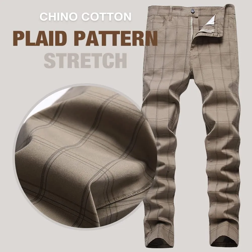 IDEALSANXUN Plaid Pants for Men Dress Chino Stright Leg Casual Skinny Pants