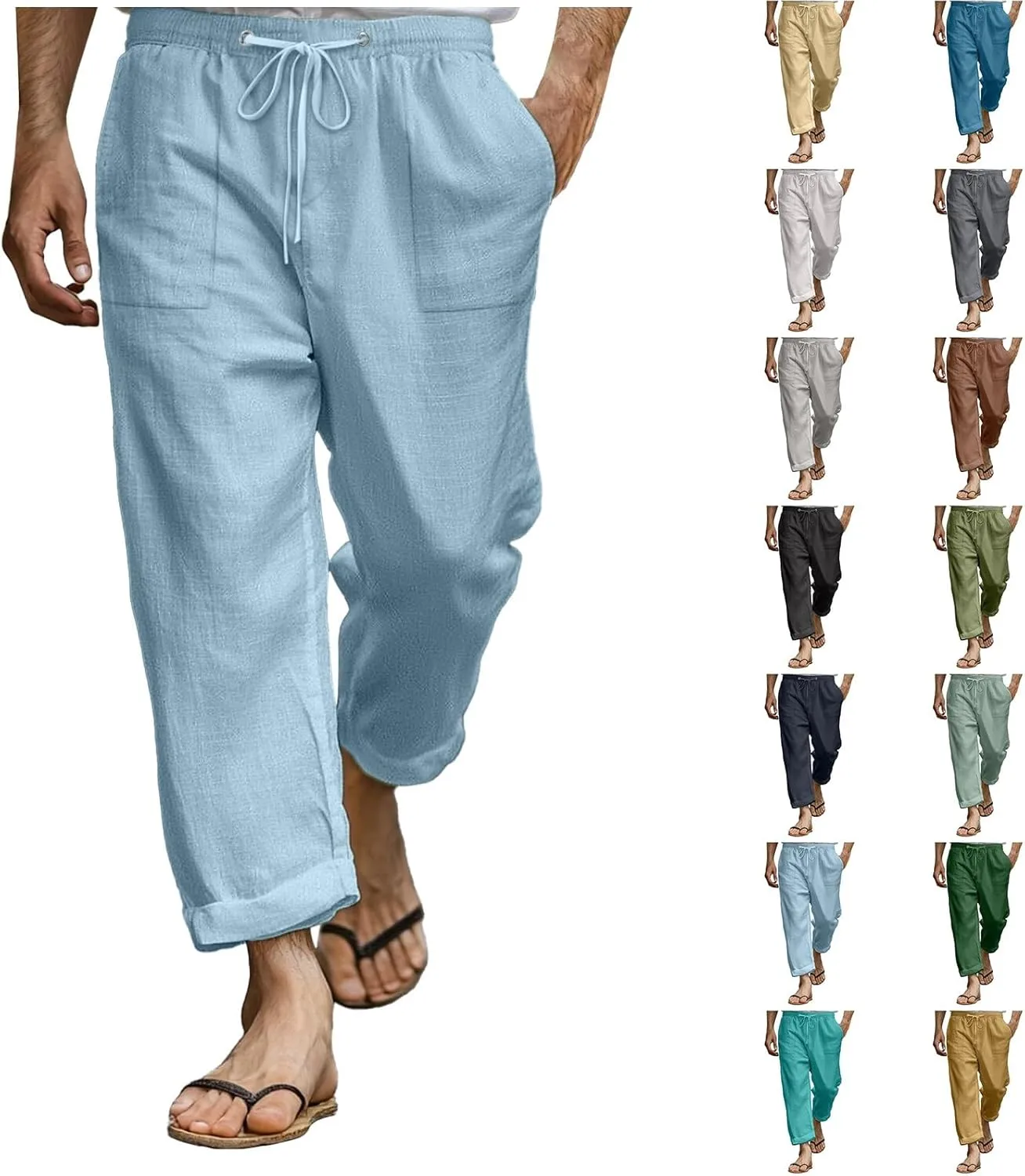 Japanese Pants Men Casual Baggy Anime Print Joggers Sweatpants Elastic Drawstring Tapered Boho Hippie Harem Pants