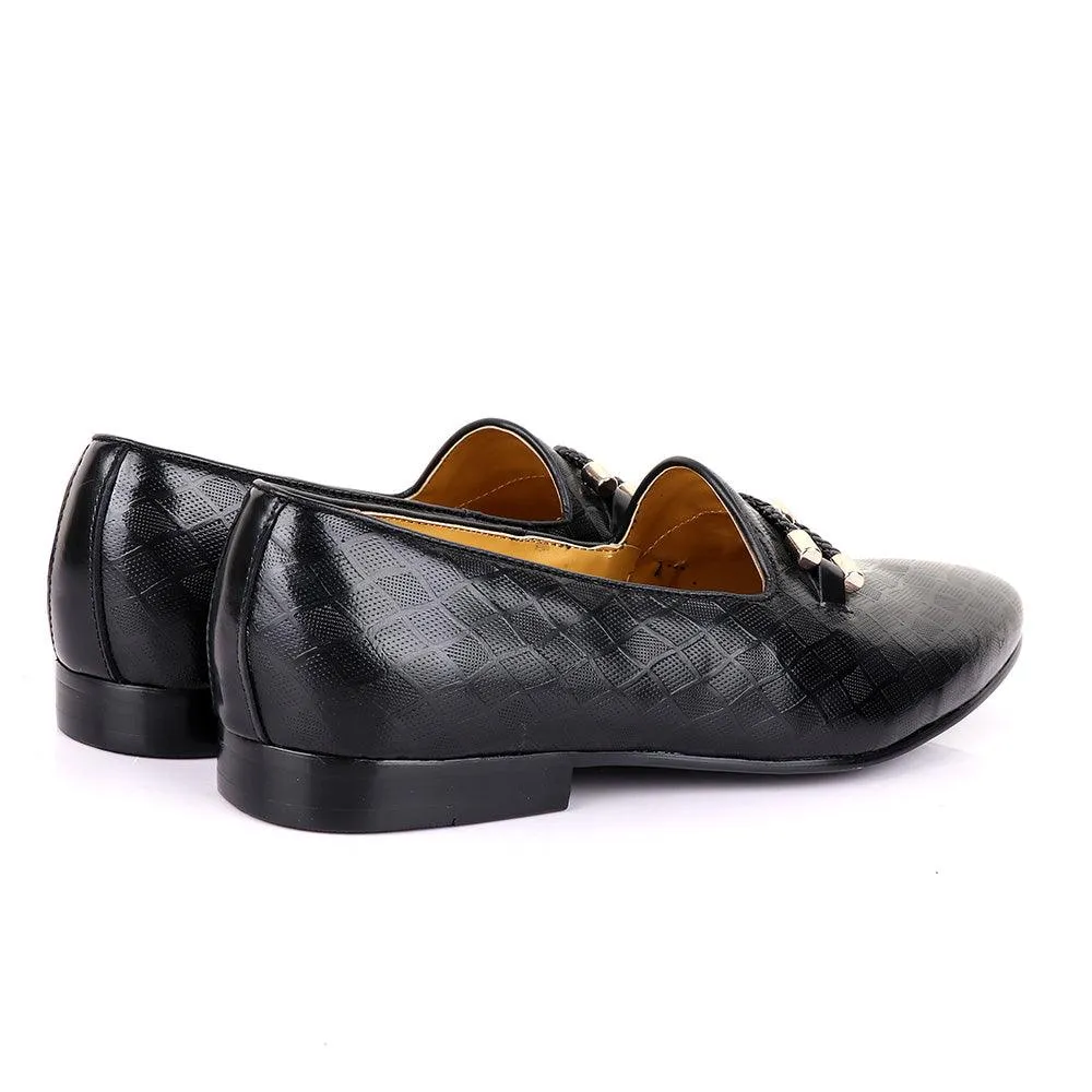 John Mendson Net Black Leather Shoe