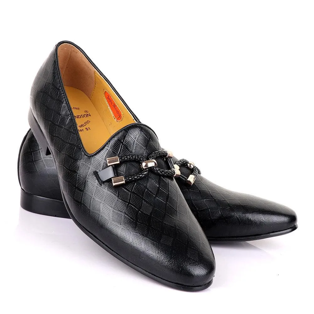 John Mendson Net Black Leather Shoe
