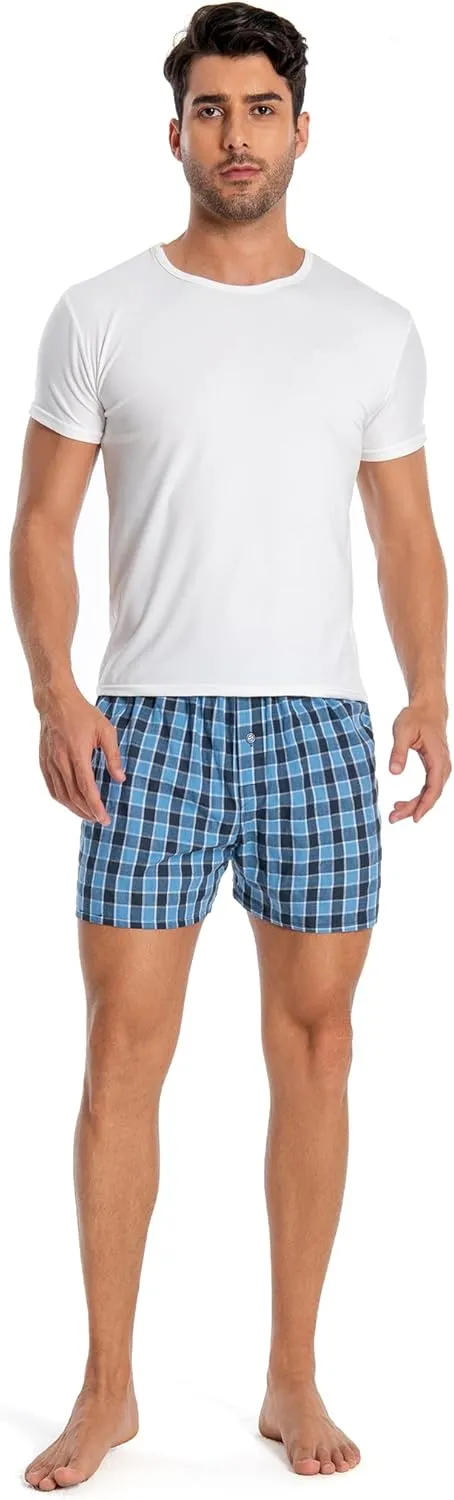 JupiterSecret Men's 100% Cotton Boxer Shorts, Men's Classic Fit Woven Underwear, 5 Pack / 10 Pack