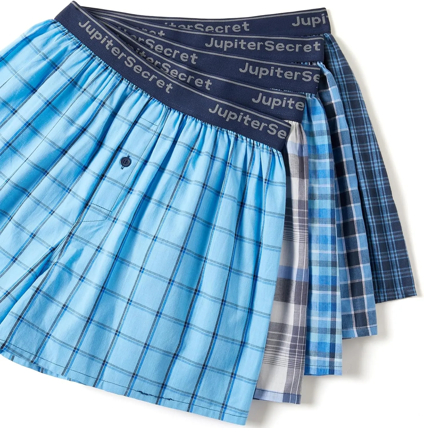 JupiterSecret Men's 100% Cotton Boxer Shorts, Men's Classic Fit Woven Underwear, 5 Pack / 10 Pack