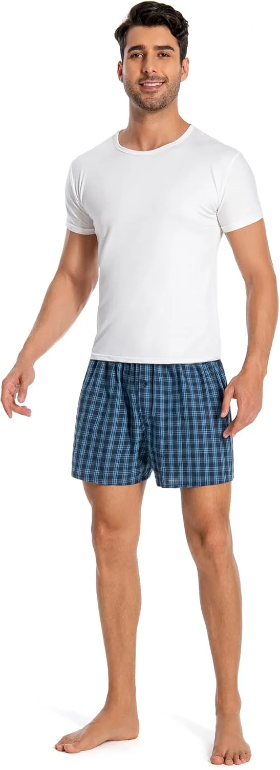 JupiterSecret Men's 100% Cotton Boxer Shorts, Men's Classic Fit Woven Underwear, 5 Pack / 10 Pack