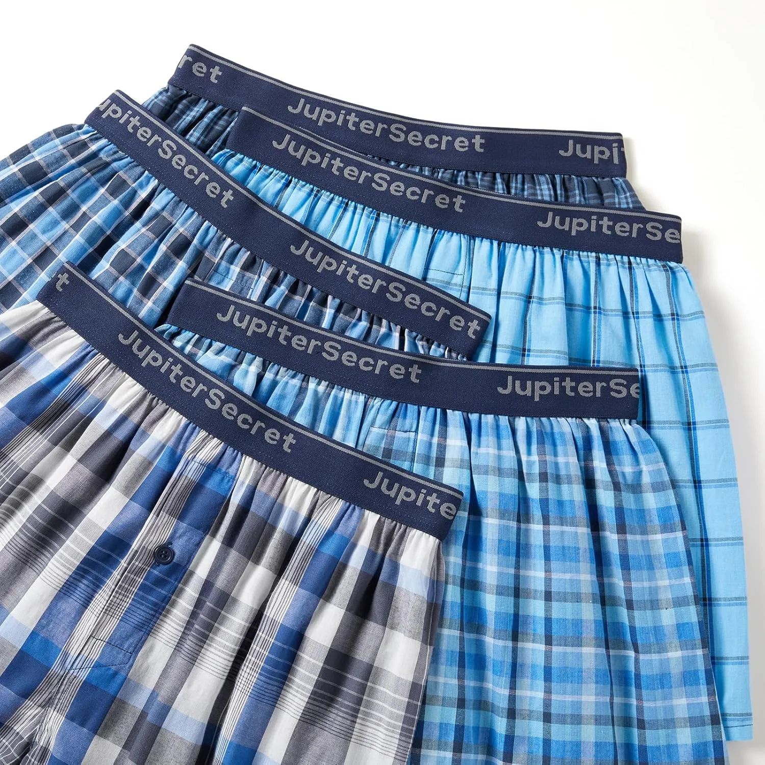 JupiterSecret Men's 100% Cotton Boxer Shorts, Men's Classic Fit Woven Underwear, 5 Pack / 10 Pack
