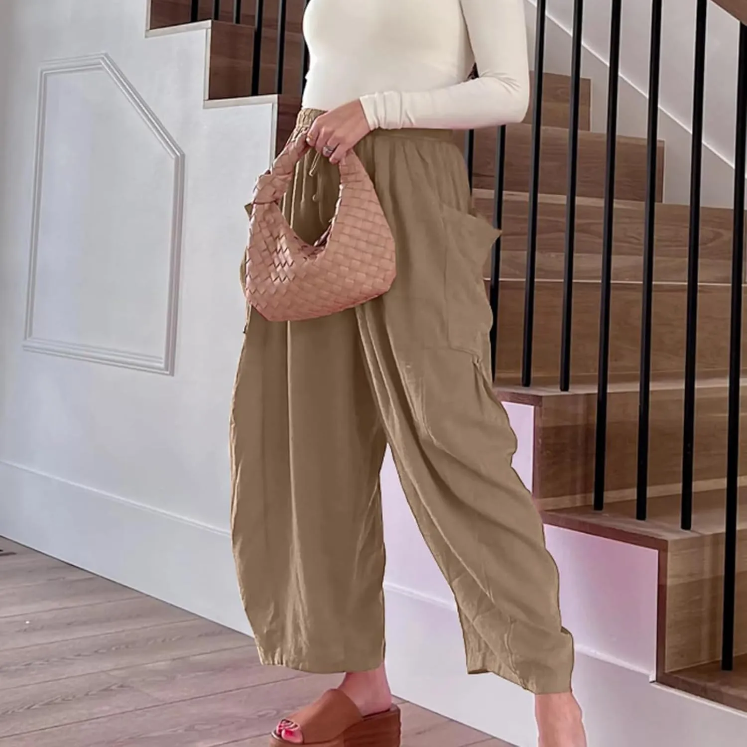 Lapidata Linen Pants, 2025 New Lapidata Harem Summer Beach Pants Plus Size, Linen Casual Loose Harem Pants with Pocket