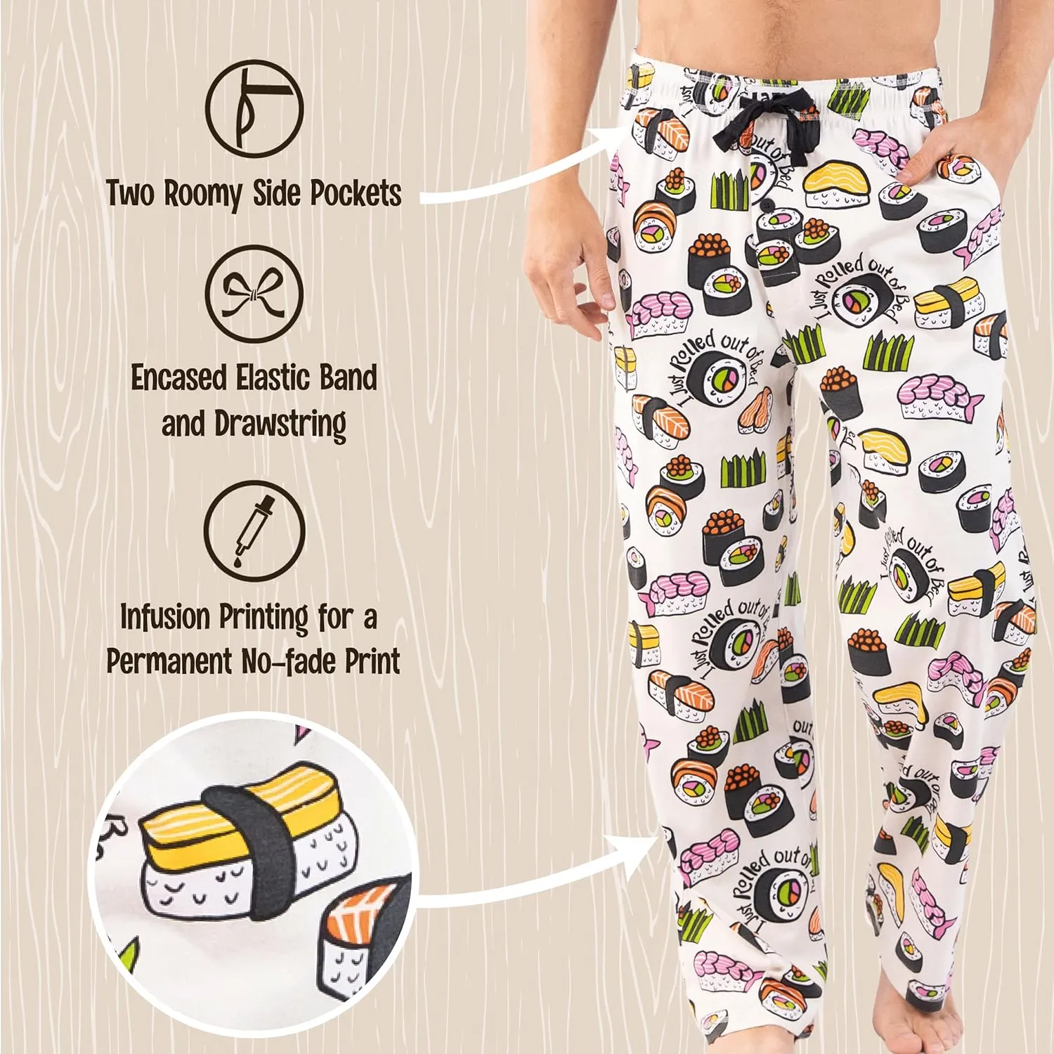 Lazy One Funny Ocean Pajama Pants For Men, Men's Separate Bottoms, Lounge Pants, Fishing PJs