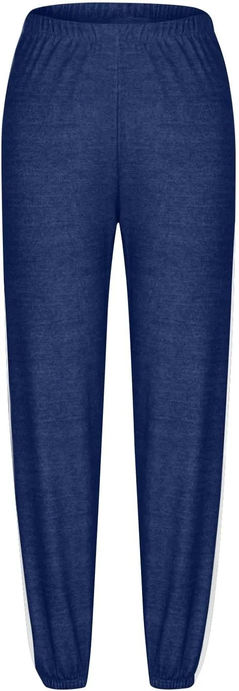 Lightweight Thin Sweatpants for Women High Elastic Waist Straight Trousers Trendy Casual Long Pants with Pockets